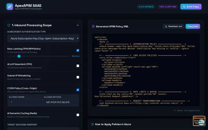 Screenshot of ApexAPIM Policy Builder