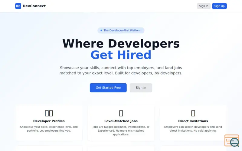 Screenshot of Developer Connection