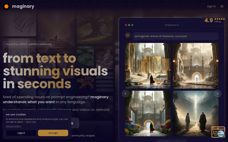 Screenshot of maginary.ai