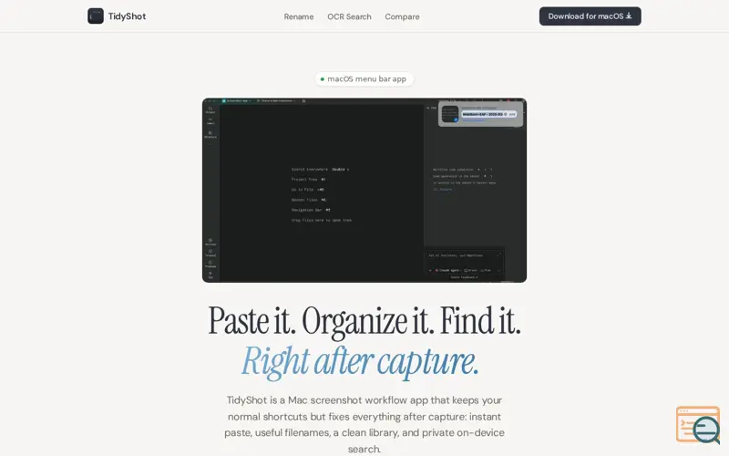 Screenshot of TidyShot