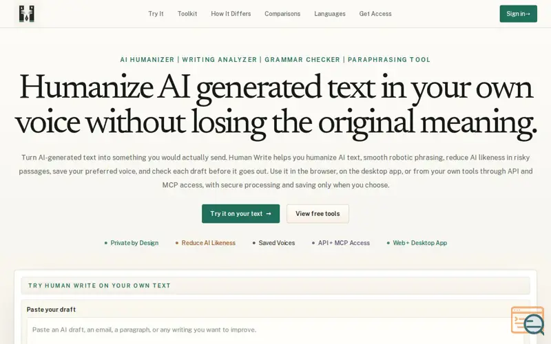 Screenshot of Human Write