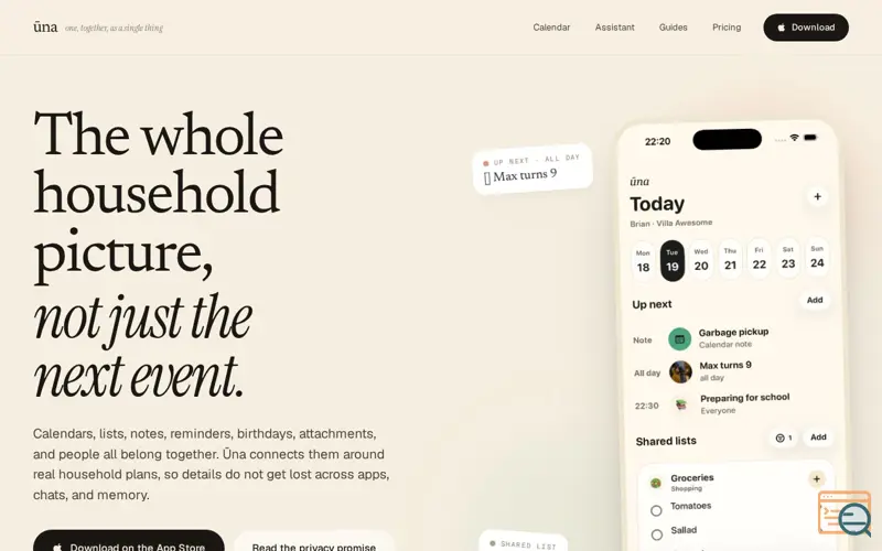 Screenshot of Ūna — the whole household picture