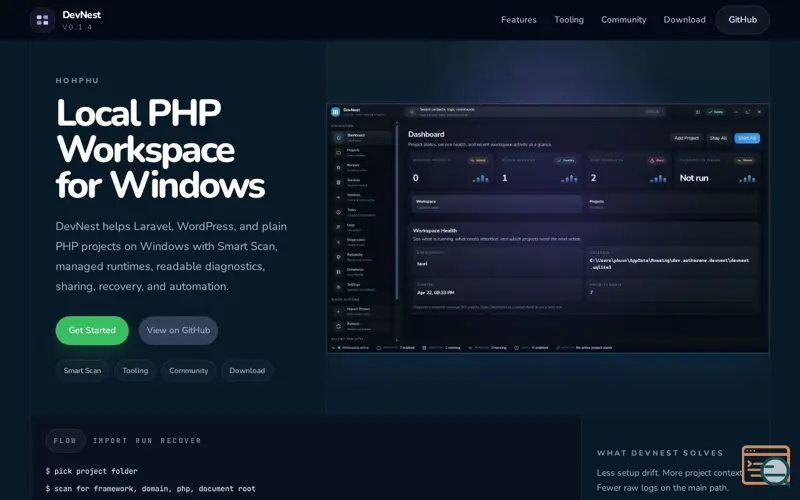 Screenshot of DevNest