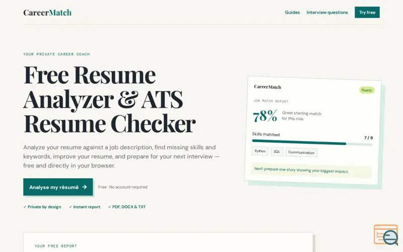 Screenshot of CareerMatch