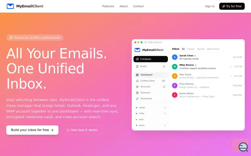 Screenshot of MyEmailClient