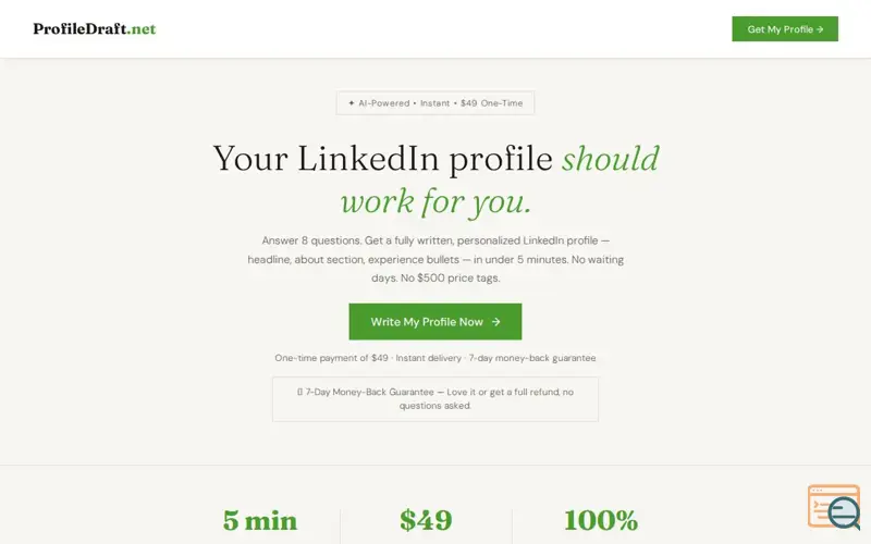 Screenshot of ProfileDraft.net