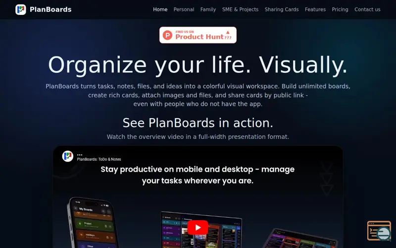 Screenshot of PlanBoards
