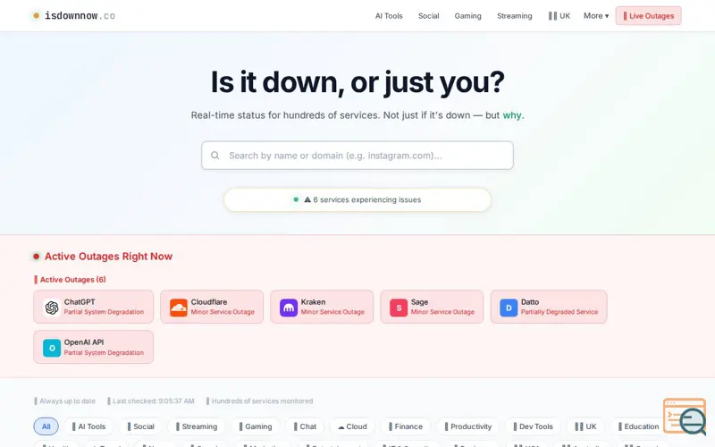 Screenshot of isdownnow.co