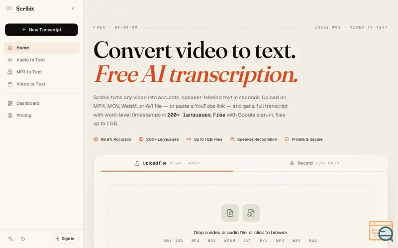 Screenshot of Scribix