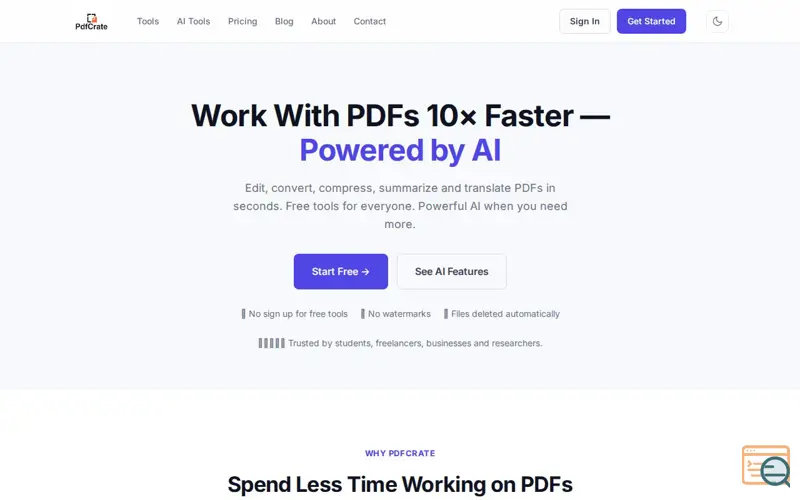 Screenshot of PDFCrate