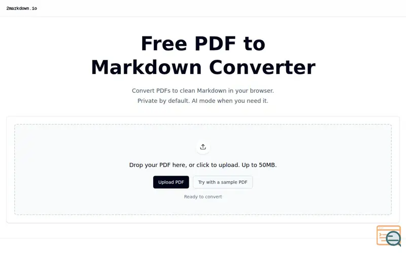Screenshot of 2markdown.io