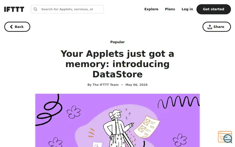 Screenshot of IFTTT, a launch using Embedly
