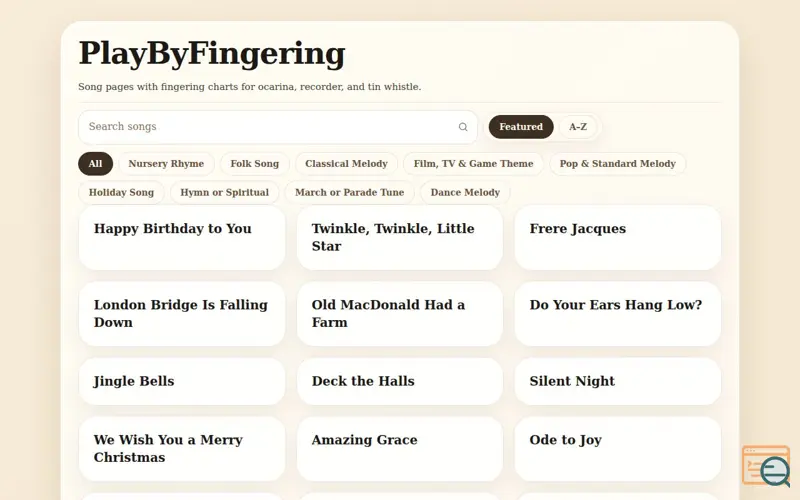 Screenshot of PlayByFingering