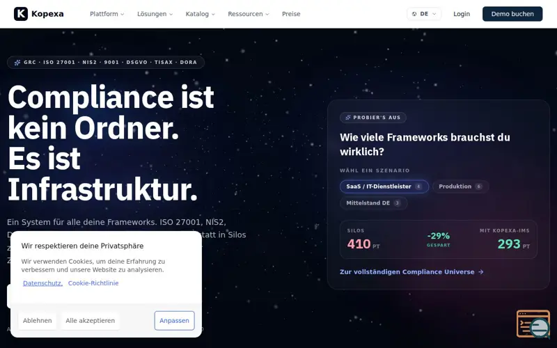 Screenshot of Kopexa, a launch using HashiCorp Cloud Platform