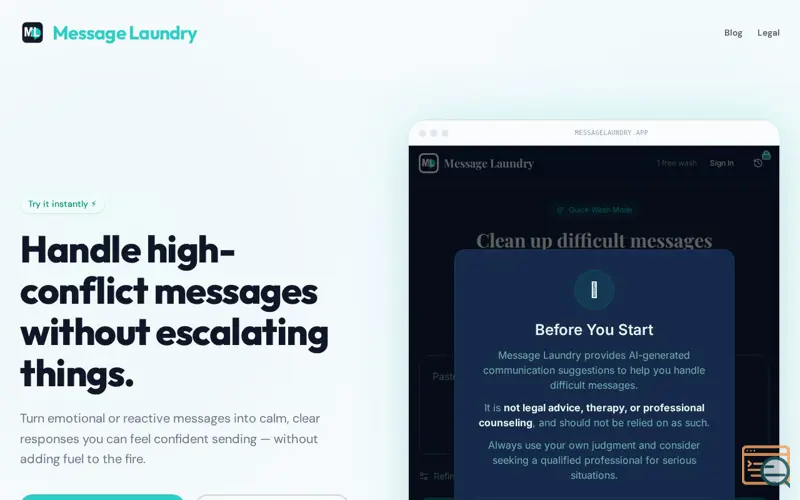 Screenshot of Message Laundry
