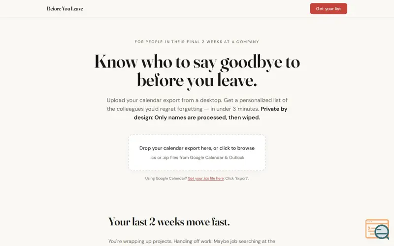 Screenshot of Know the Colleagues to Say Goodbye To
