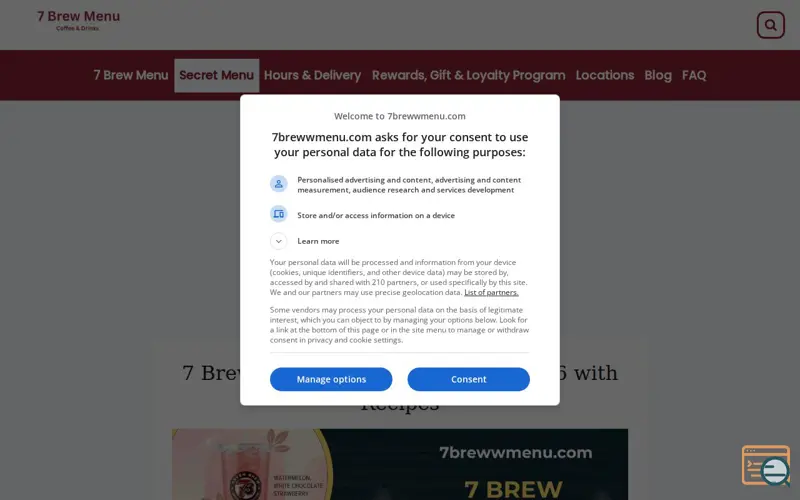 Screenshot of 7 Brew Caffeine Calculator