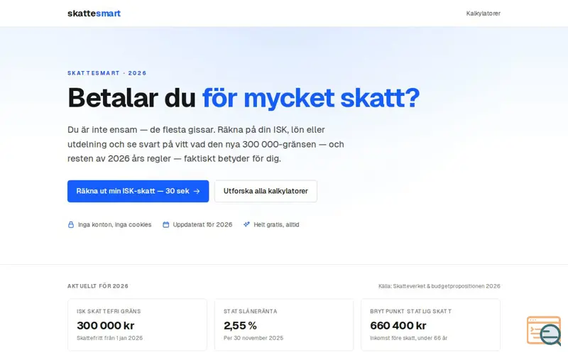 Screenshot of Skattesmart
