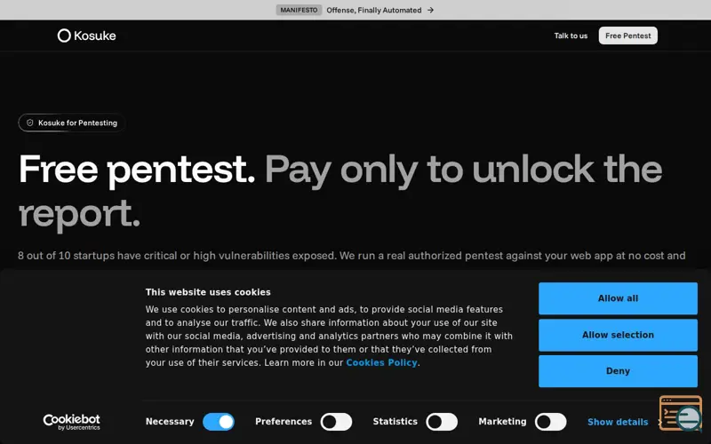 Screenshot of Kosuke Pentest, a launch using HTTP/3