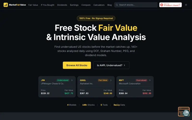 Screenshot of MarketFairValue