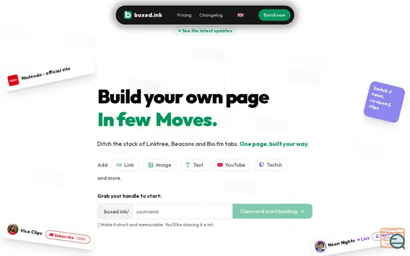 Screenshot of boxed.ink, a launch using TikTok Domain Verification