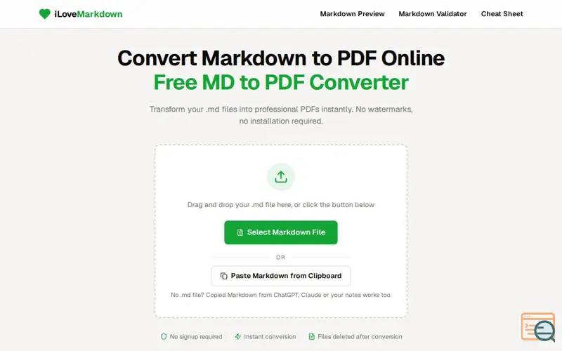 Screenshot of iLoveMarkdown
