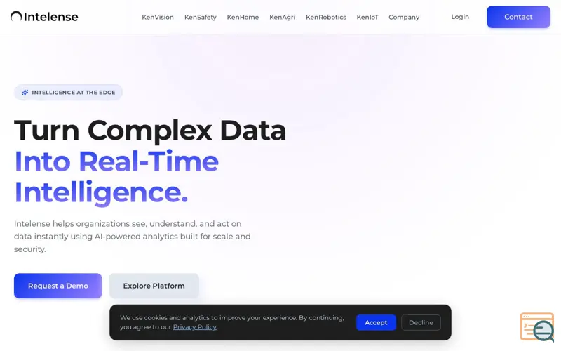 Screenshot of Intelense, a launch using GoDaddy