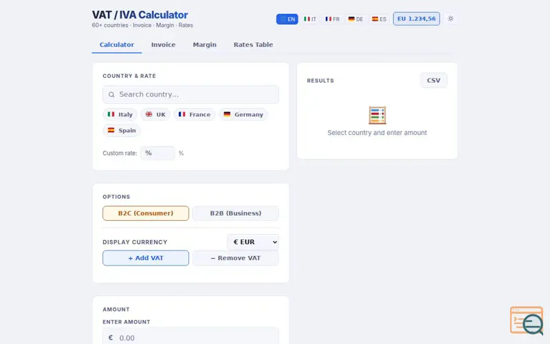 Screenshot of VATEstimator