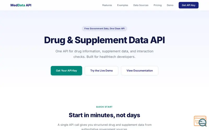 Screenshot of MedData API