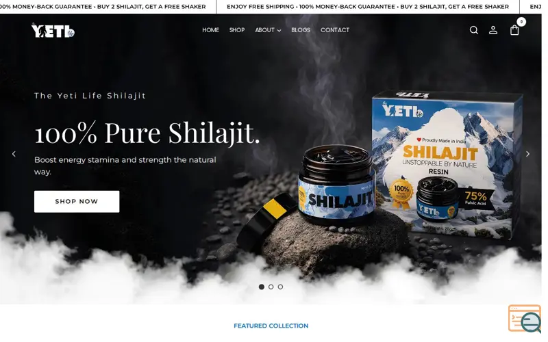 Screenshot of Yeti Shilajit Resin Your Fitness Life , a launch using Snowplow