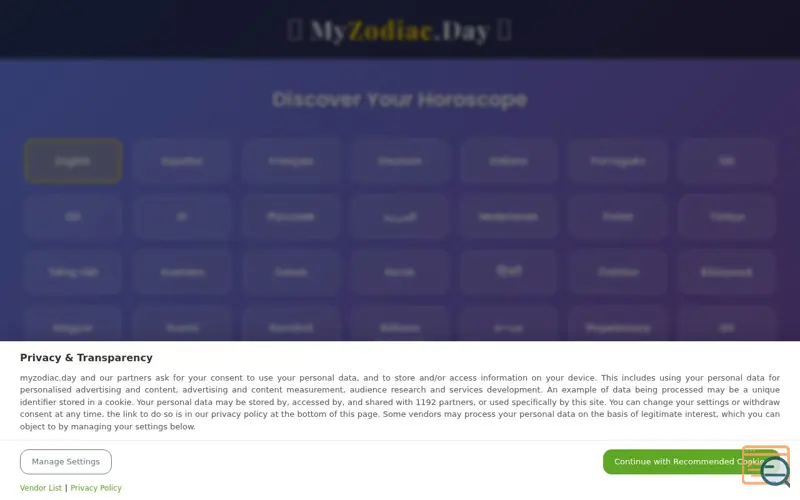 Screenshot of MyZodiac.Day