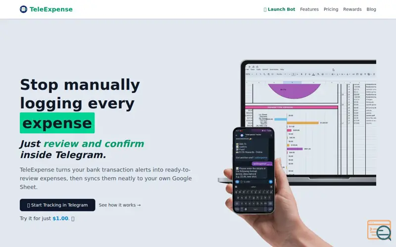 Screenshot of TeleExpense Tracker