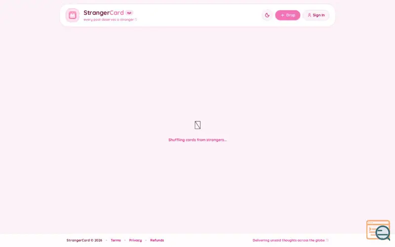 Screenshot of StrangerCard