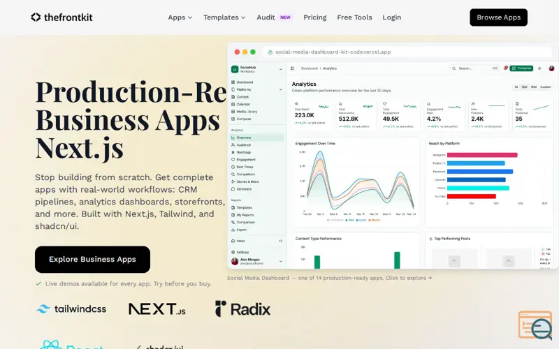 Screenshot of thefrontkit, a launch using Youform