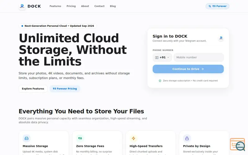 Screenshot of Dock Cloud
