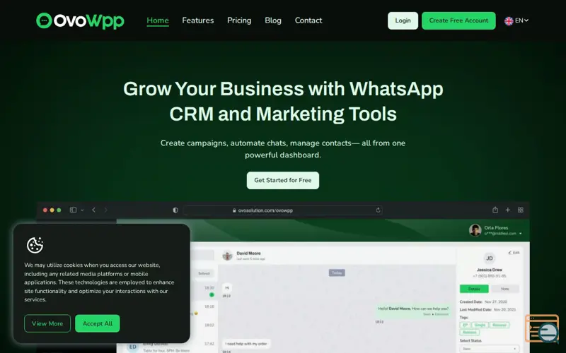 Screenshot of OvoWpp - Home, a launch using iziToast