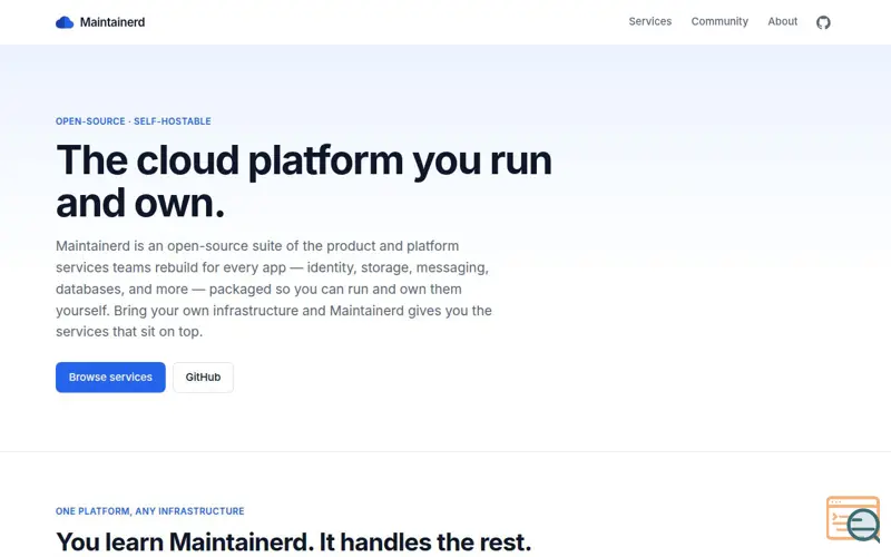 Screenshot of maintainerd | Open-source cloud platform