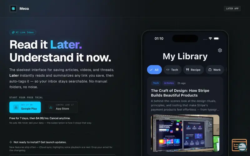Screenshot of Later