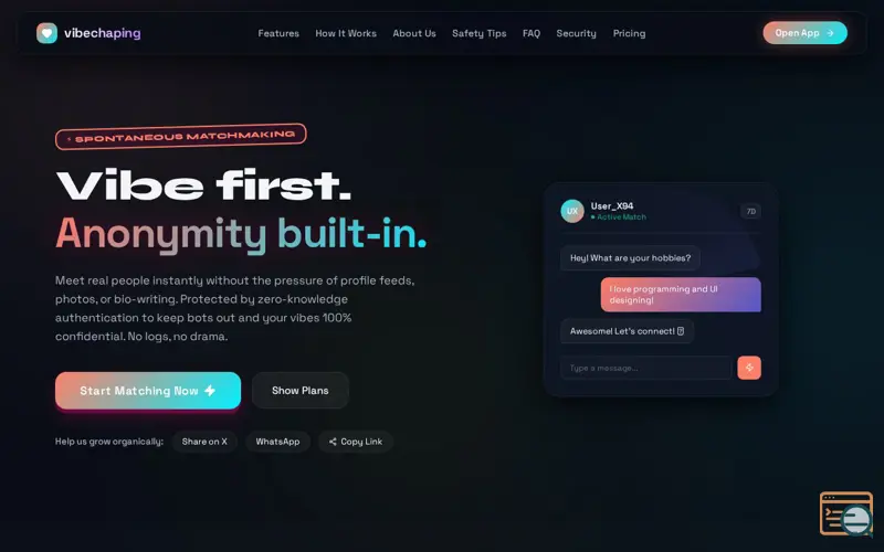 Screenshot of Vibechaping