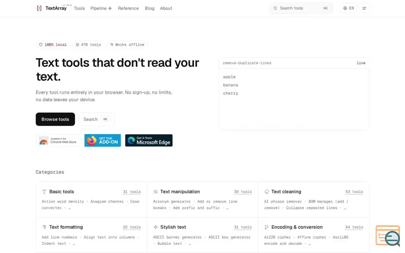 Screenshot of TextArray