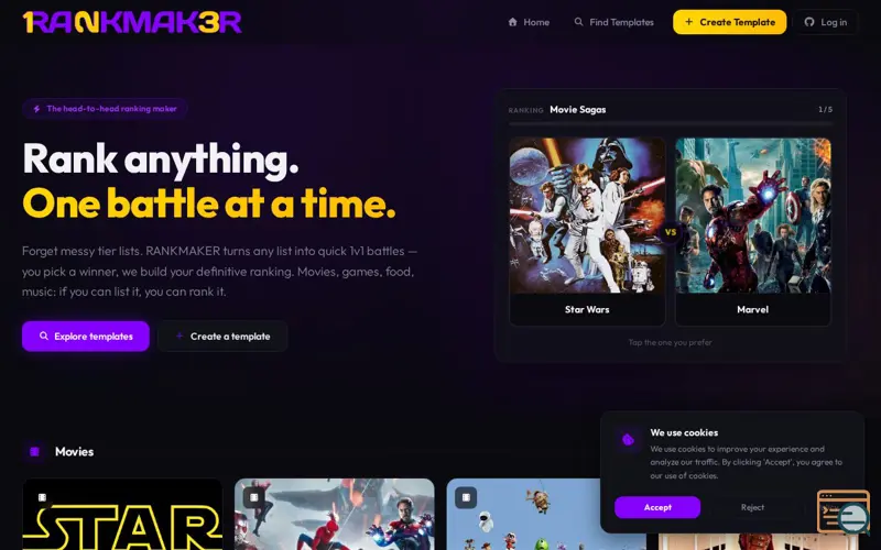 Screenshot of RANKMAKER
