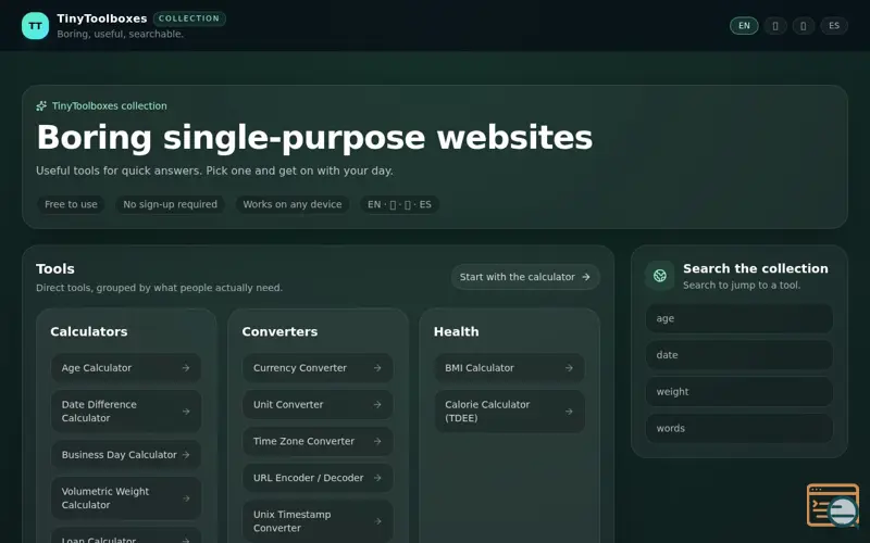 Screenshot of TinyToolboxes