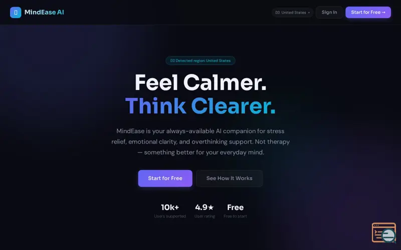 Screenshot of MindEase AI