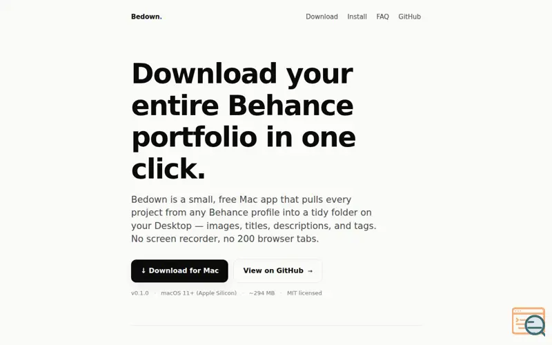 Screenshot of Bedown - Download your Behance portfolio