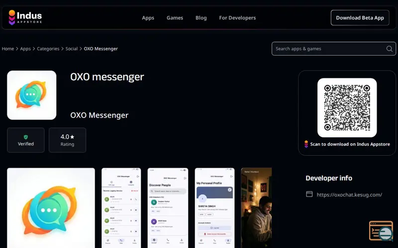 Screenshot of Oxo messenger 