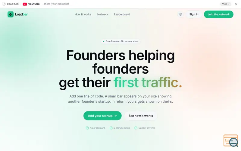 Screenshot of Loadbar — Founders helping founders get their first traffic