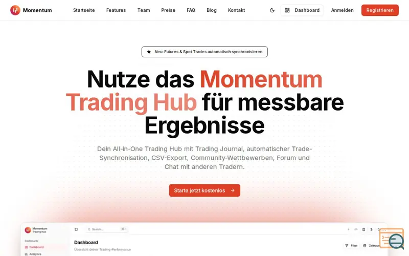 Screenshot of Momentum Trading Hub