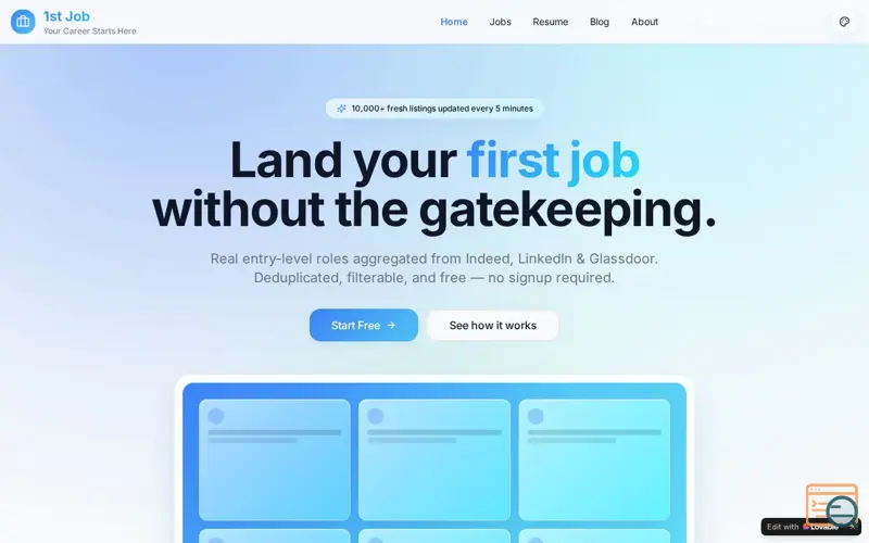 Screenshot of 1st Job — Entry