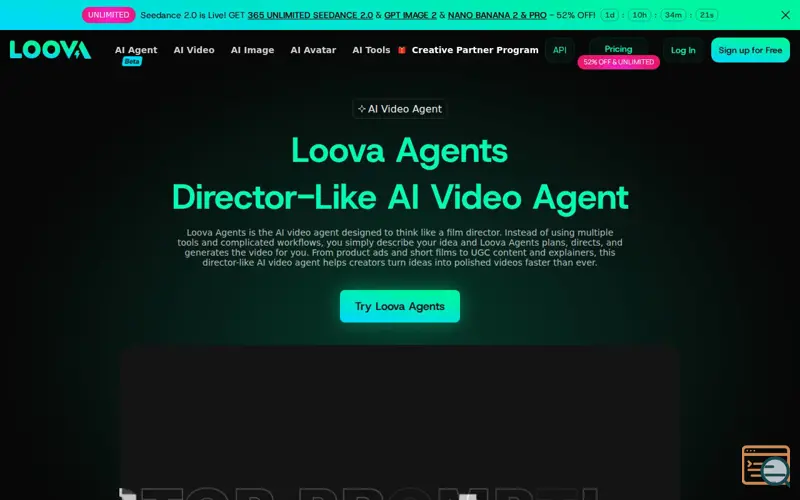 Screenshot of Loova Agents, a launch using FastSpring
