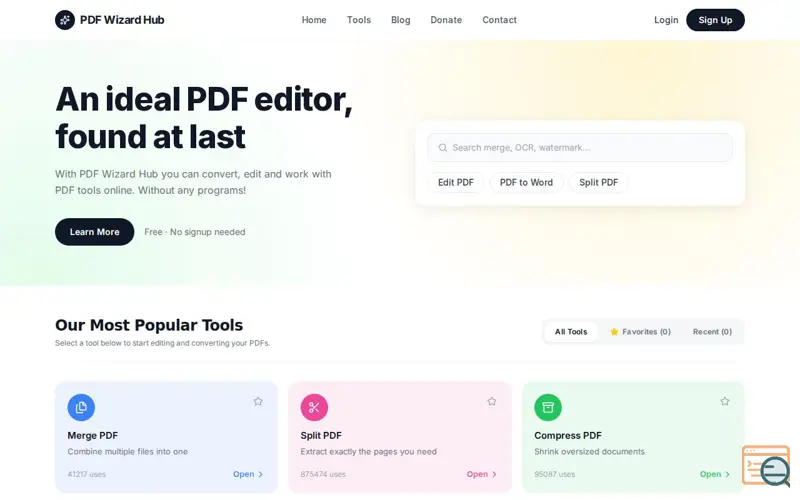 Screenshot of PDF Wizard Hub
